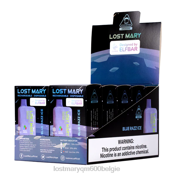 LOST MARY vape kopen belgie maria os5000 verloren 4844614 blauw razz-ijs